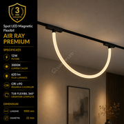 Spot LED Magnetic AIR RAY Flexibil Black Premium 12W 100CM | CRI≥90 | 3000K