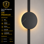 Spot LED Magnetic AIR REFLEX Black Premium 5W Ø16.5CM | CRI≥90 | 3000K