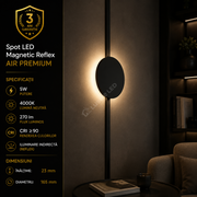 Spot LED Magnetic AIR REFLEX Black Premium 5W Ø16.5CM | CRI≥90 | 4000K