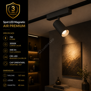 Spot LED Magnetic AIR SPOT Black Orientabil Premium 7W Ø4CM | CRI≥90 | 3000K