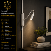 Spot LED Magnetic AIR SPOT White Flexibil Premium 2W Ø2.6CM | CRI≥90 | 4000K