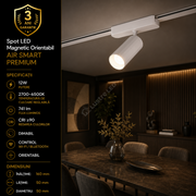 Spot LED Magnetic AIR SPOT White Orientabil Premium 12W | Wi-Fi/Bluetooth | CRI≥90 | 2700-6500K