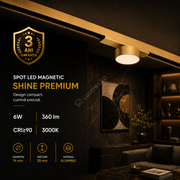 Spot LED Magnetic SHINE TRACK Gold Premium 6W Rotund Ø7.4CM | CRI≥90 | 3000K