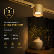 Spot LED Magnetic SHINE TRACK Gold Premium 8W Rotund Ø7CM | CRI≥90 | 3000K