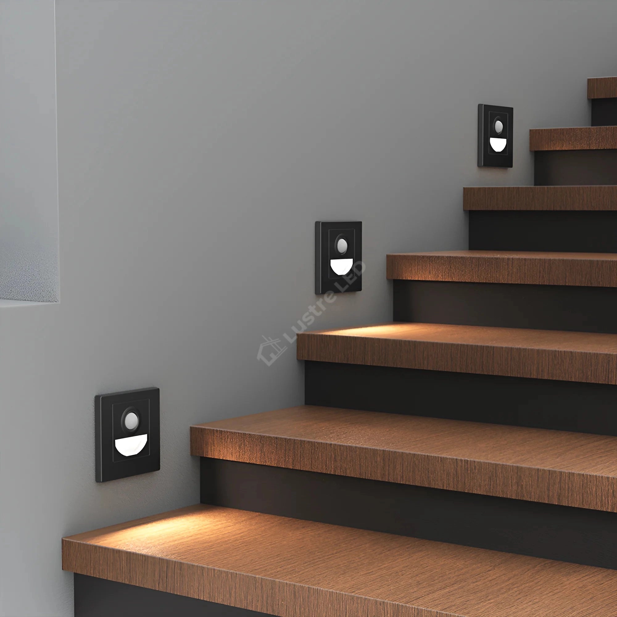 Spot LED Treapta STEP Black Square 3W CCT cu Senzor de Miscare