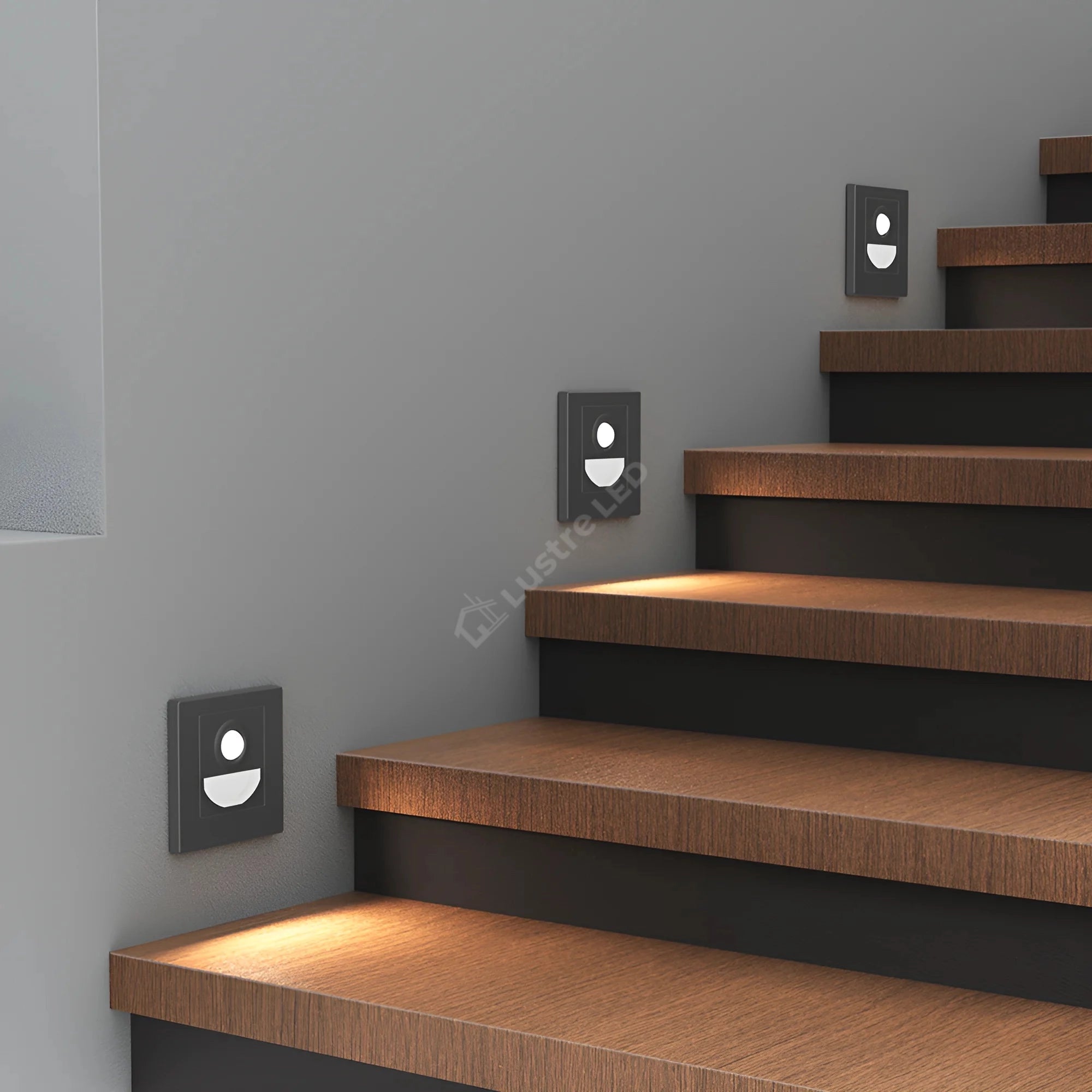 Spot LED Treapta STEP Grey Square 3W CCT cu Senzor de Miscare