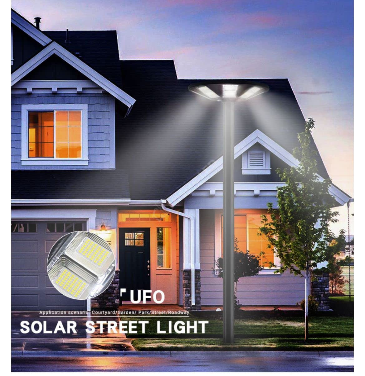 Stalp 3 Metri Modular + Lampa UFO LED 400W Solara si Telecomanda