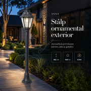 Stalp de Gradina 182CM ANNA Fumagalli Black 8.5W IP55 Echivalent 75W