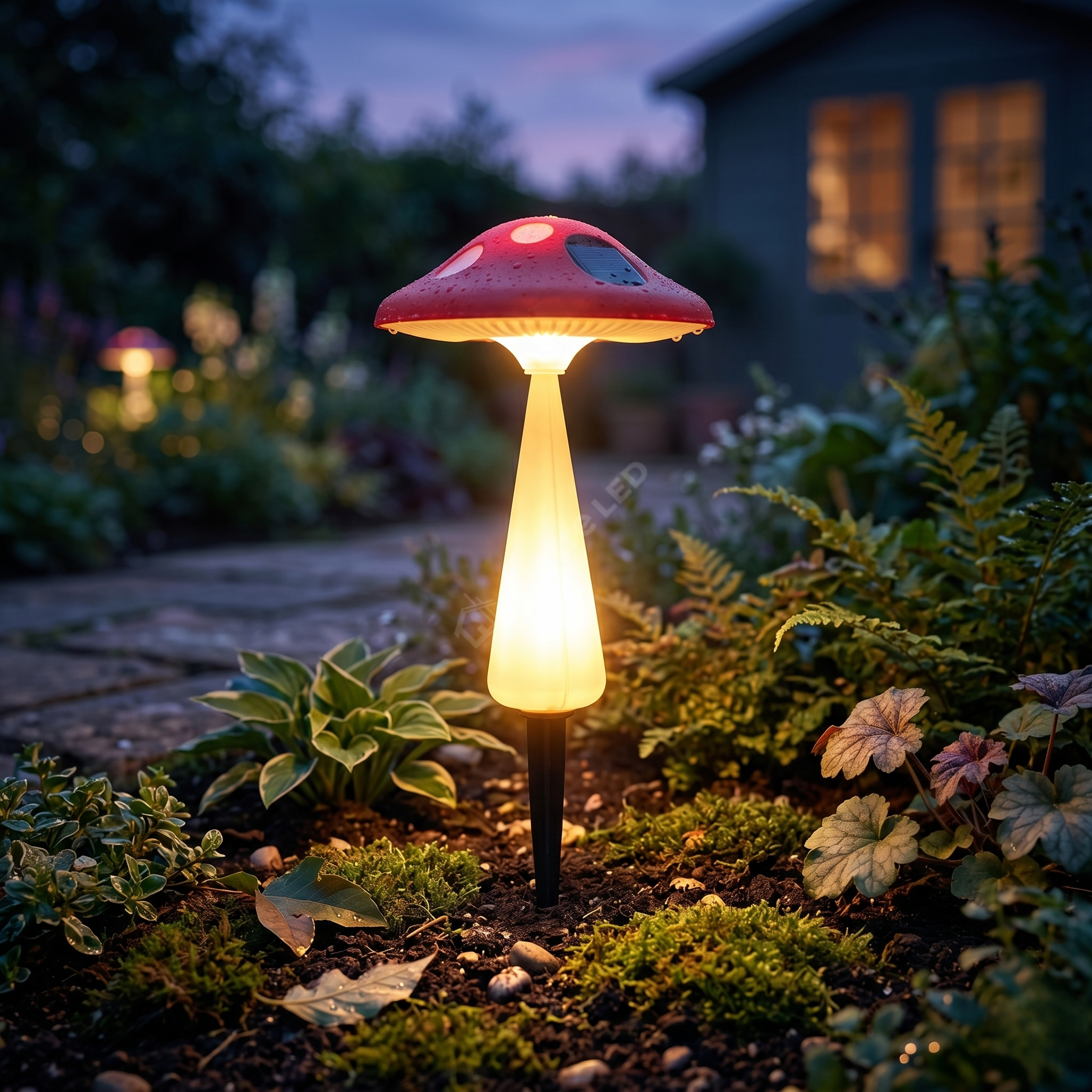 Stalp de Gradina Mushroom cu Incarcare Solara 18CM Premium
