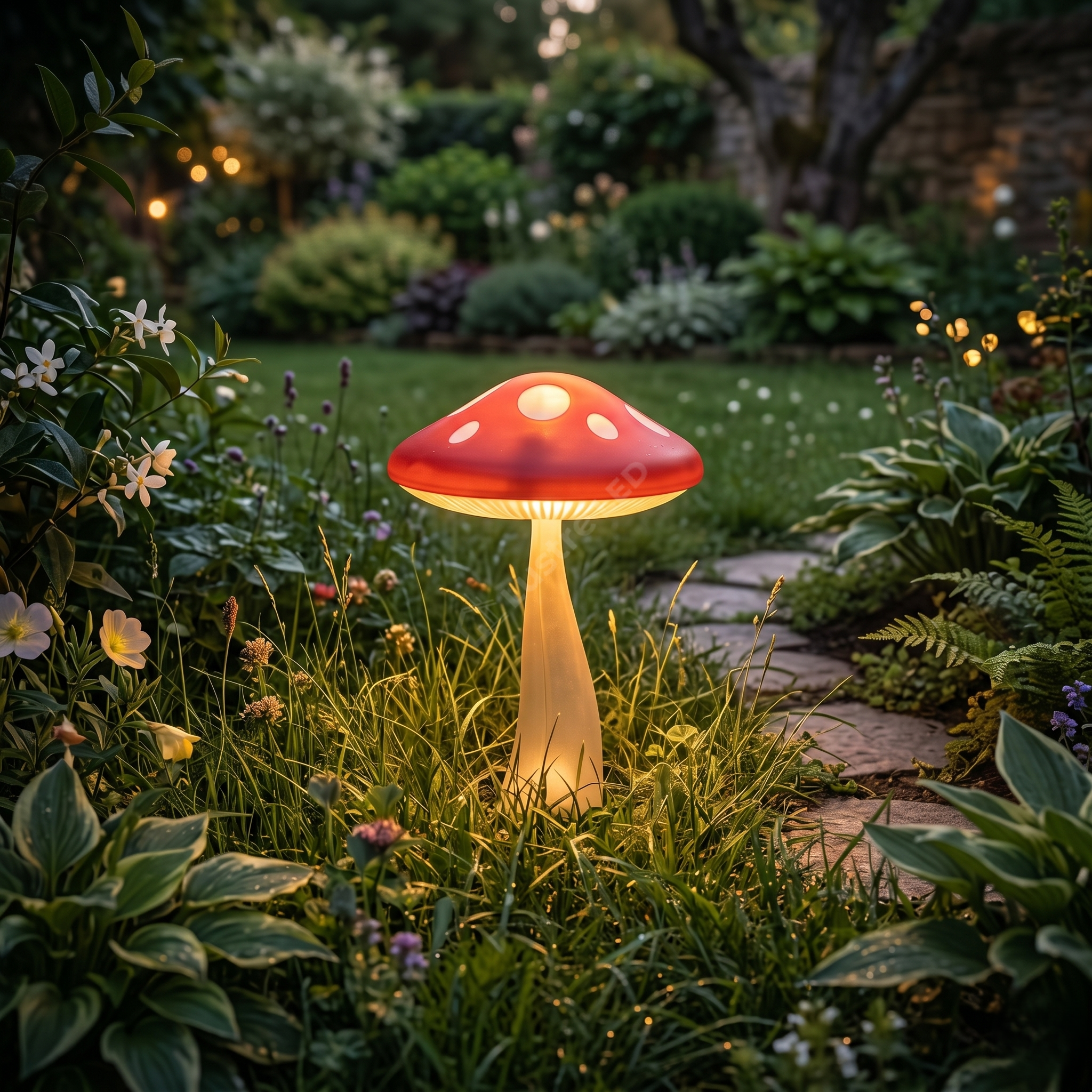 Stalp de Gradina Mushroom cu Incarcare Solara 18CM Premium