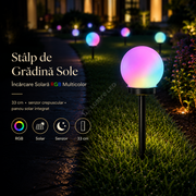 Stalp de Gradina Sole cu Incarcare Solara RGB 33cm
