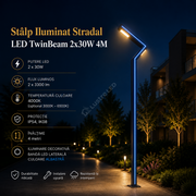 Stalp Iluminat Stradal LED TwinBeam 2x30W 4M