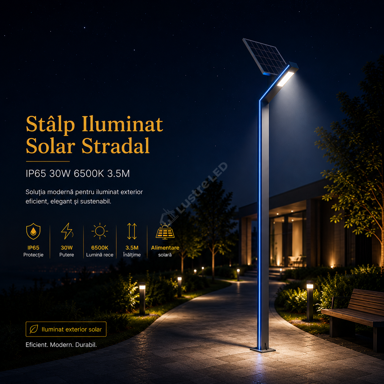 Stalp Iluminat Stradal Solar IP65 30W 6500K 3.5M