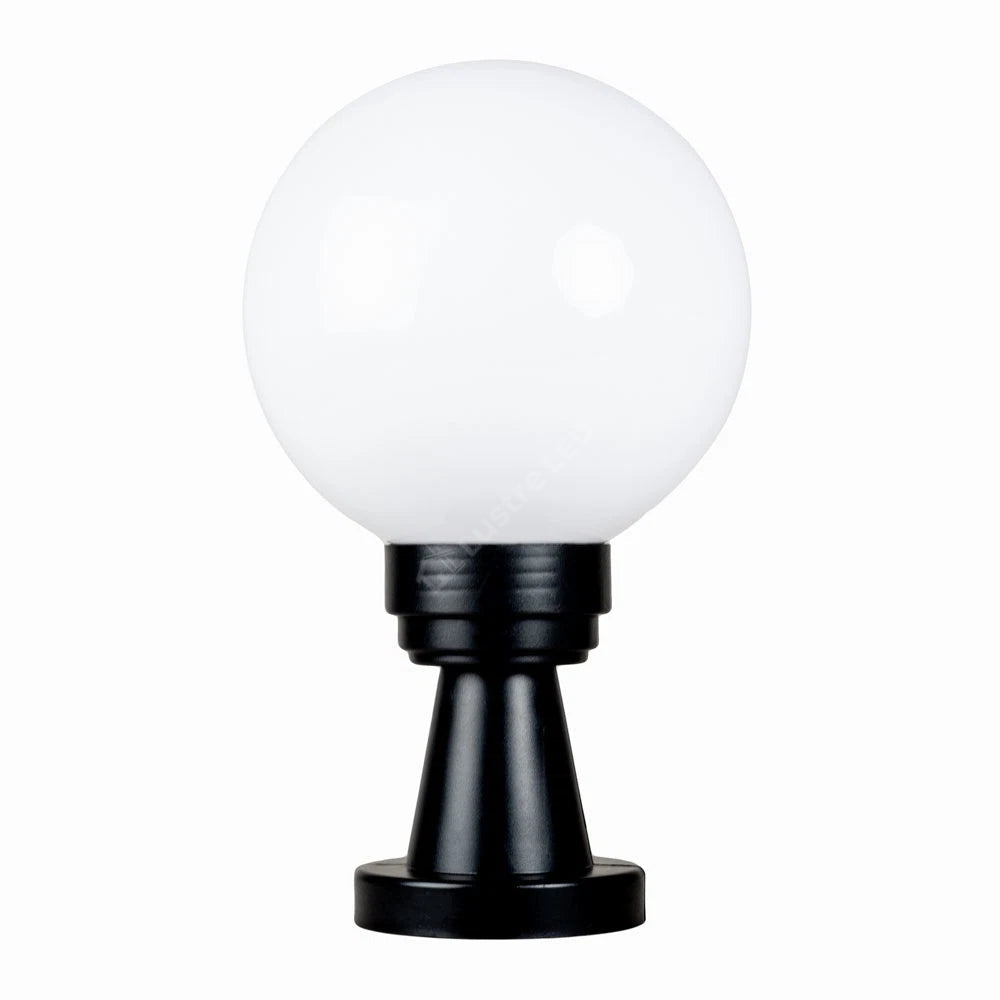 Stalp Ornamental Exterior LUCA 35CM Black 1xE27 cu Abajur Alb IP44