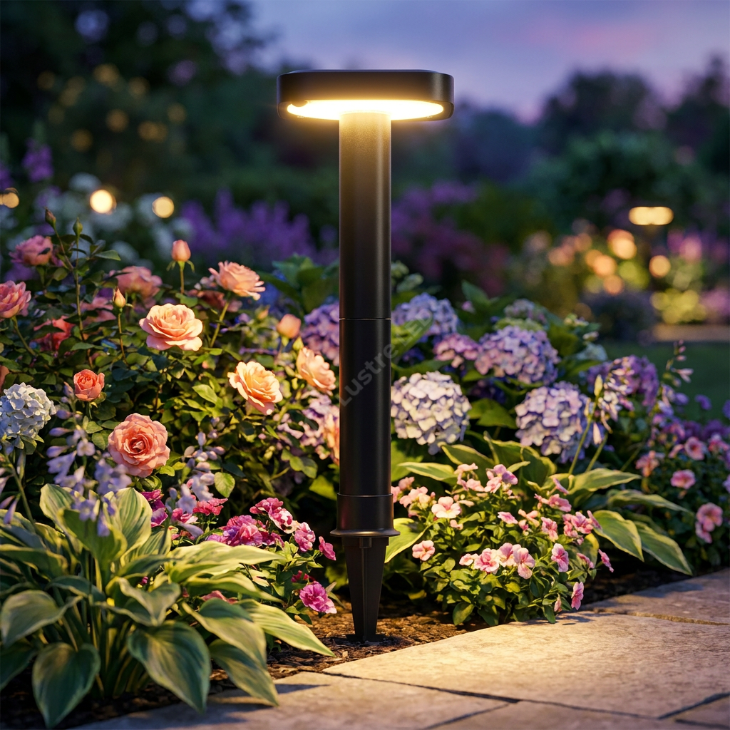 Stalpisor de Gradina cu Incarcare Solara si Senzor Spike Black IP65 47.5CM