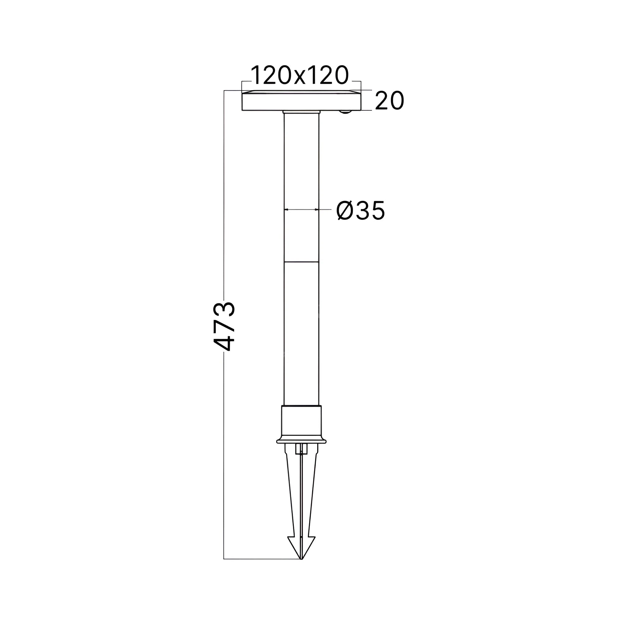 Stalpisor de Gradina cu Incarcare Solara si Senzor Spike Black IP65 47.5CM