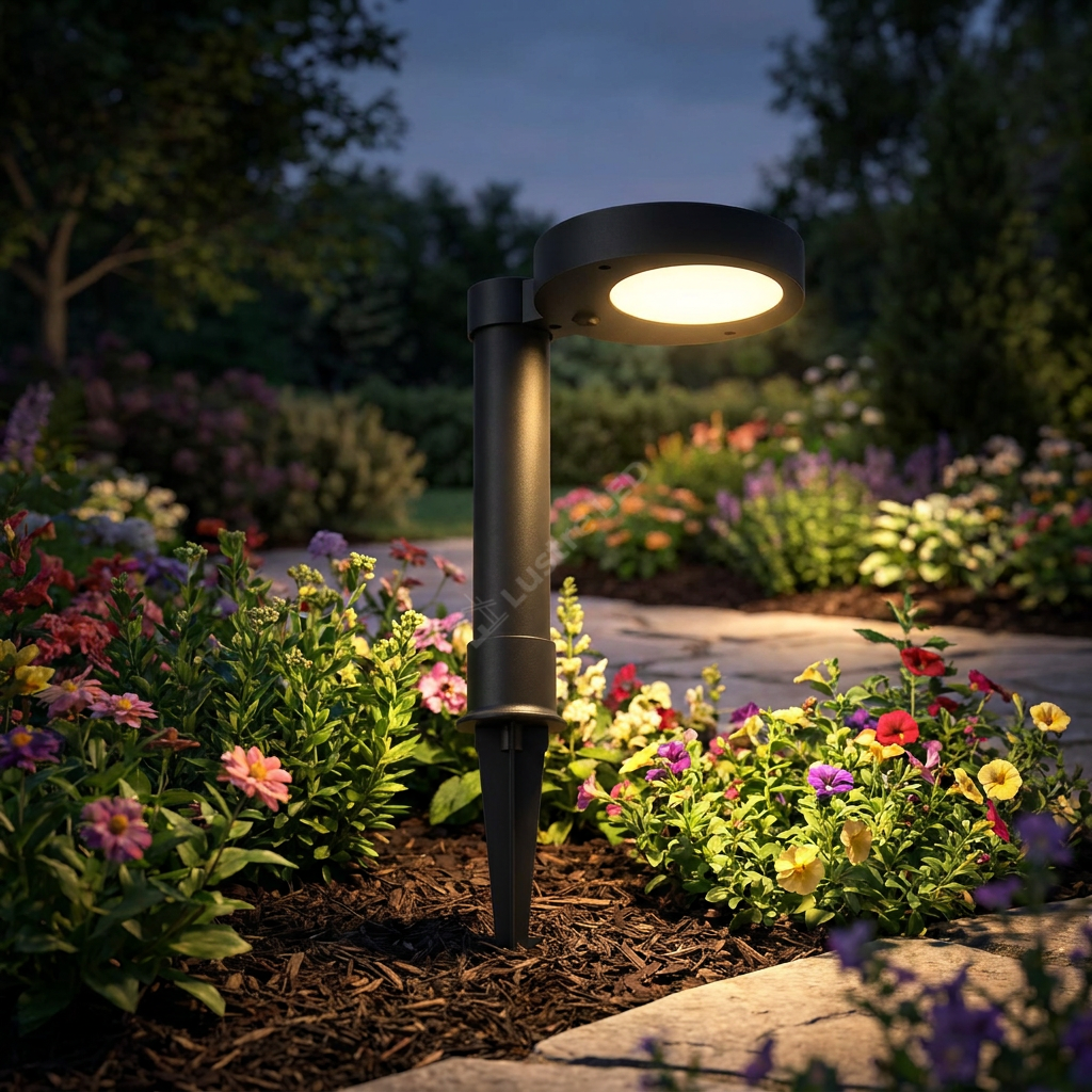 Stalpisor de Gradina cu Incarcare Solara si Senzor Spike Black IP65 47CM