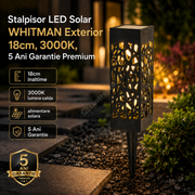 Stalpisor LED Solar WHITMAN Exterior 18cm, 3000K, 5 Ani Garantie Premium