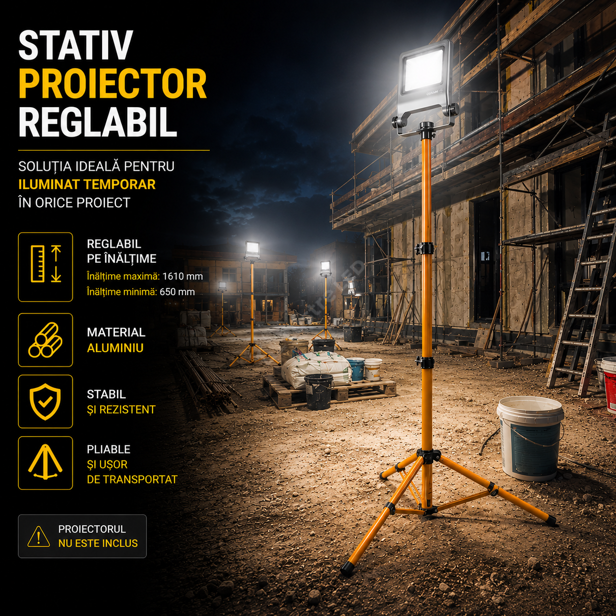 Stativ Telescopic pentru Proiector 1.6 Metri Reglabil Simplu