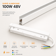 Sursa Alimentare 100W 48V Sina Magnetica Alba