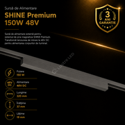 Sursa Alimentare Externa pentru Sina Magnetica SHINE TRACK Dark Nickel Premium 150W | 48V | 32CM