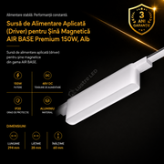 Sursă de Alimentare Aplicată pentru Șină Magnetică AIR BASE White Premium 150W | 48V DC