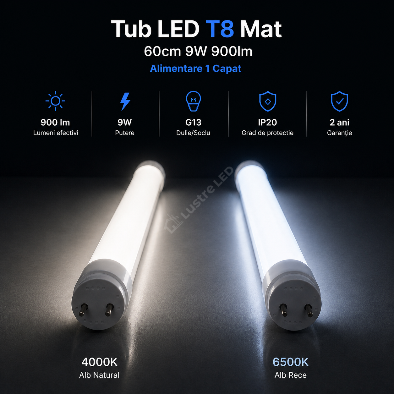 Tub LED T8 Mat 150cm 24W 2440lm Alimentare 1 Capat