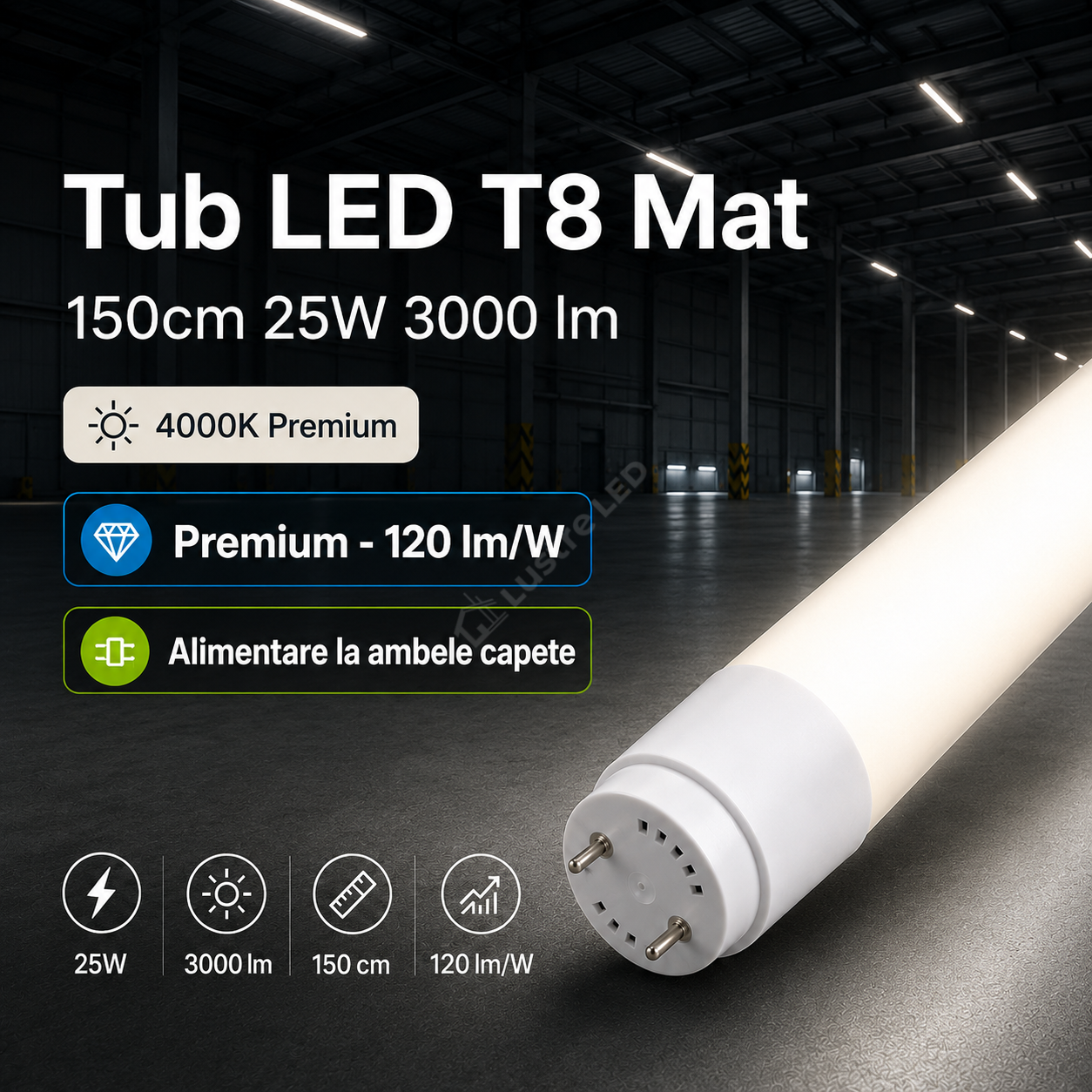 Tub LED T8 Mat 150cm 25W 3000 lm 4000K Premium