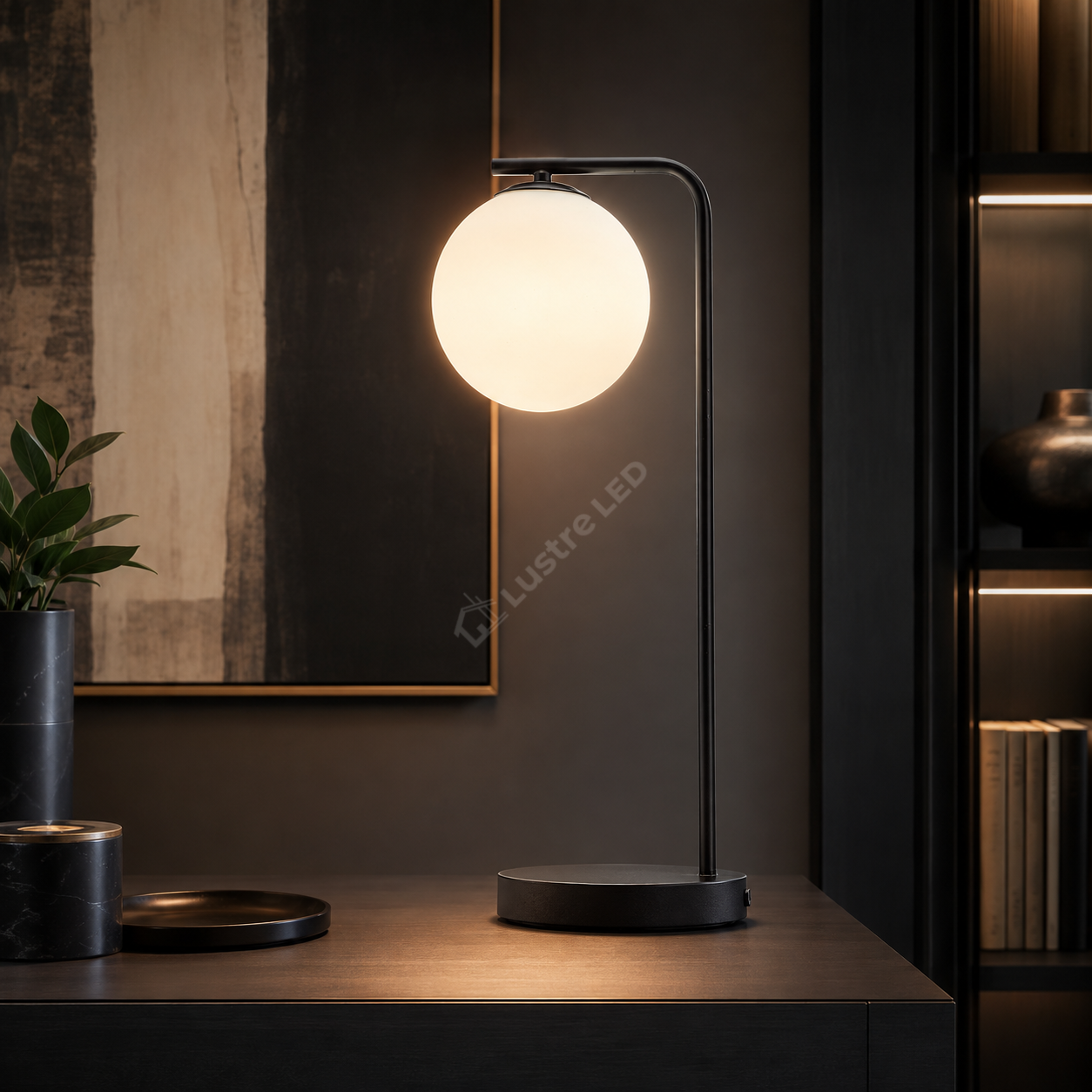 Veioza Abajur MYRA Black 55.5CM 1xG9 cu Abajur