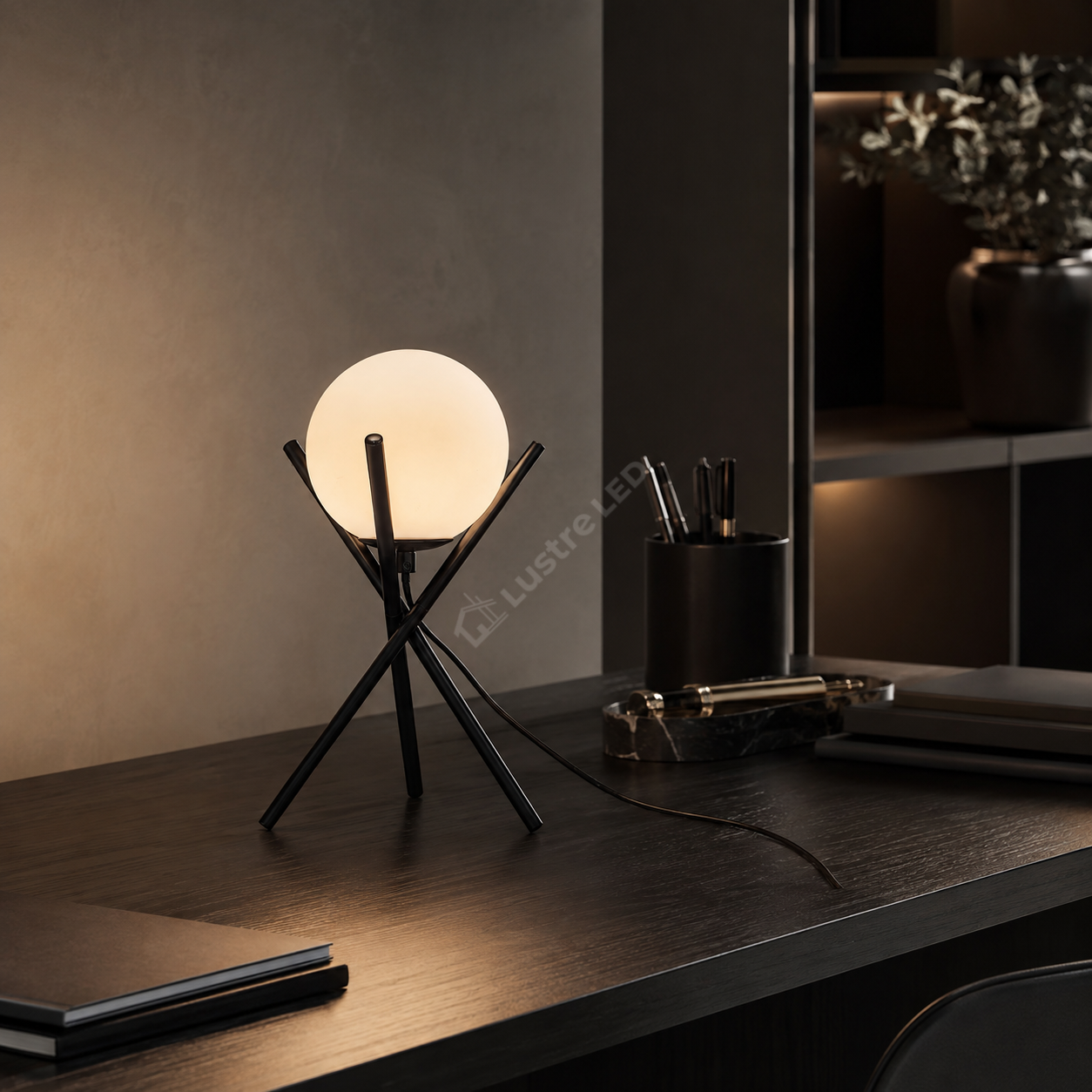 Veioza Abajur ORIONE Black Trepied 1xG9 cu Abajur