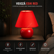 Veioza Decorativa ESIK ESIK Red 1xE14 cu Abajur 22CM