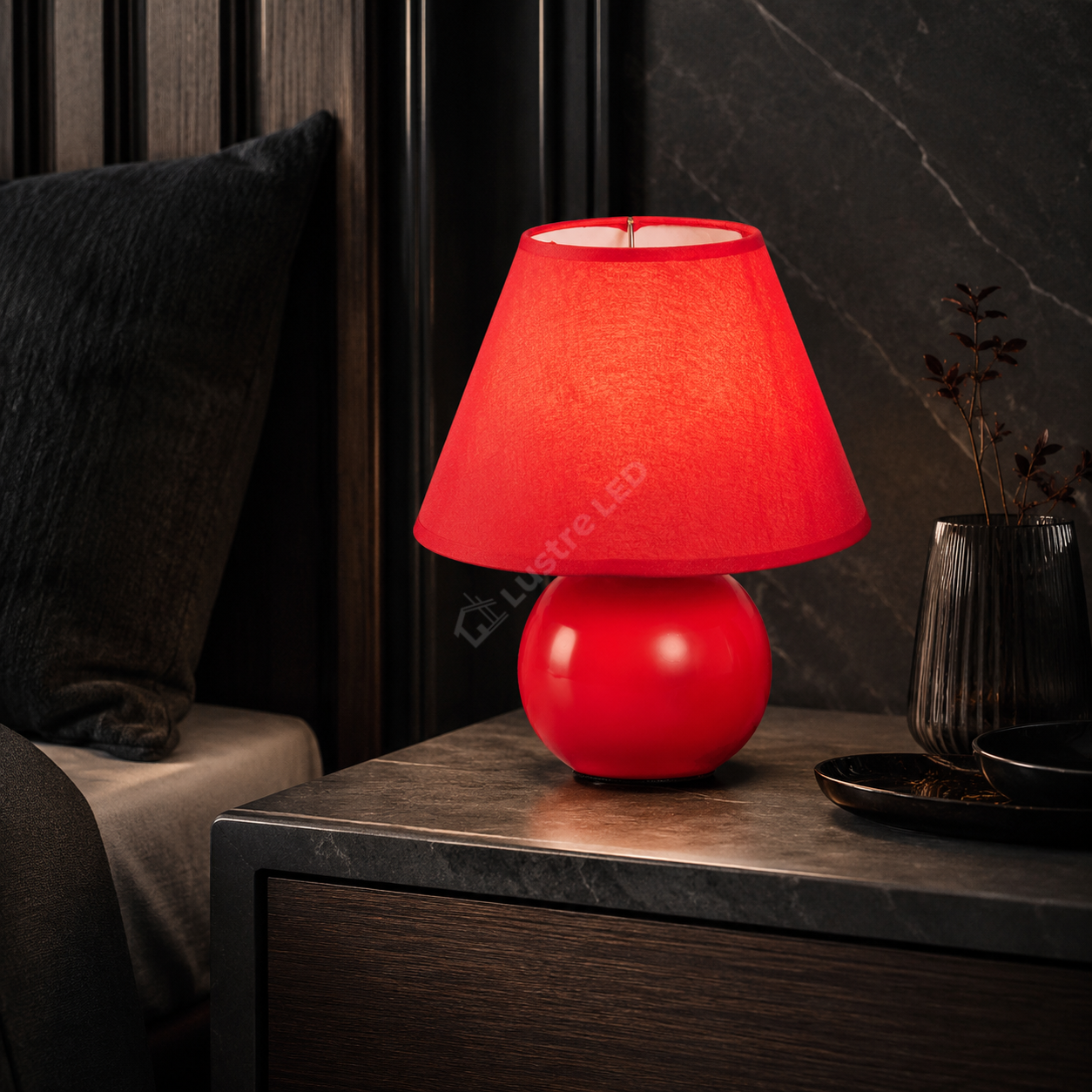 Veioza Decorativa ESIK ESIK Red 1xE14 cu Abajur 22CM