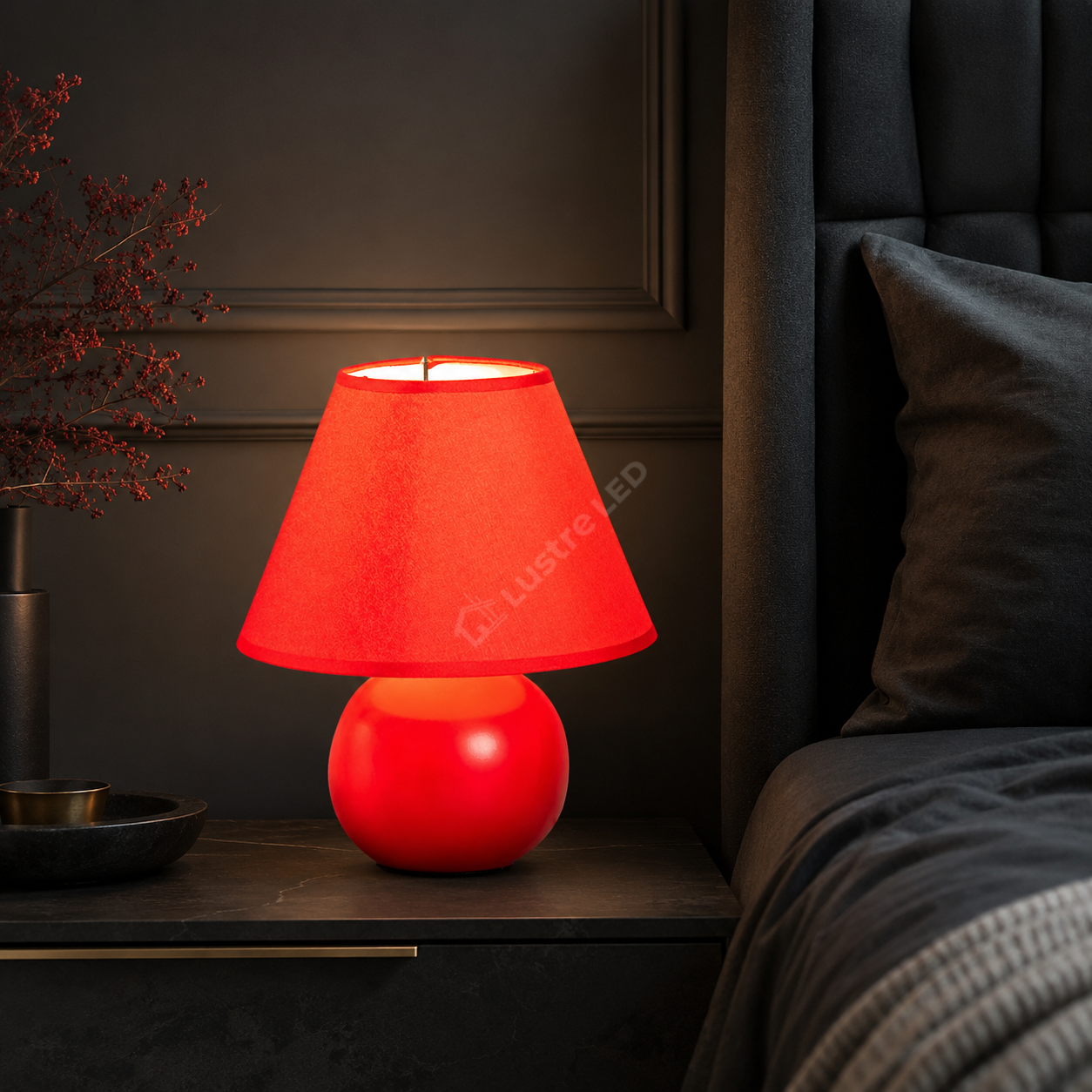 Veioza Decorativa ESIK ESIK Red 1xE14 cu Abajur 22CM