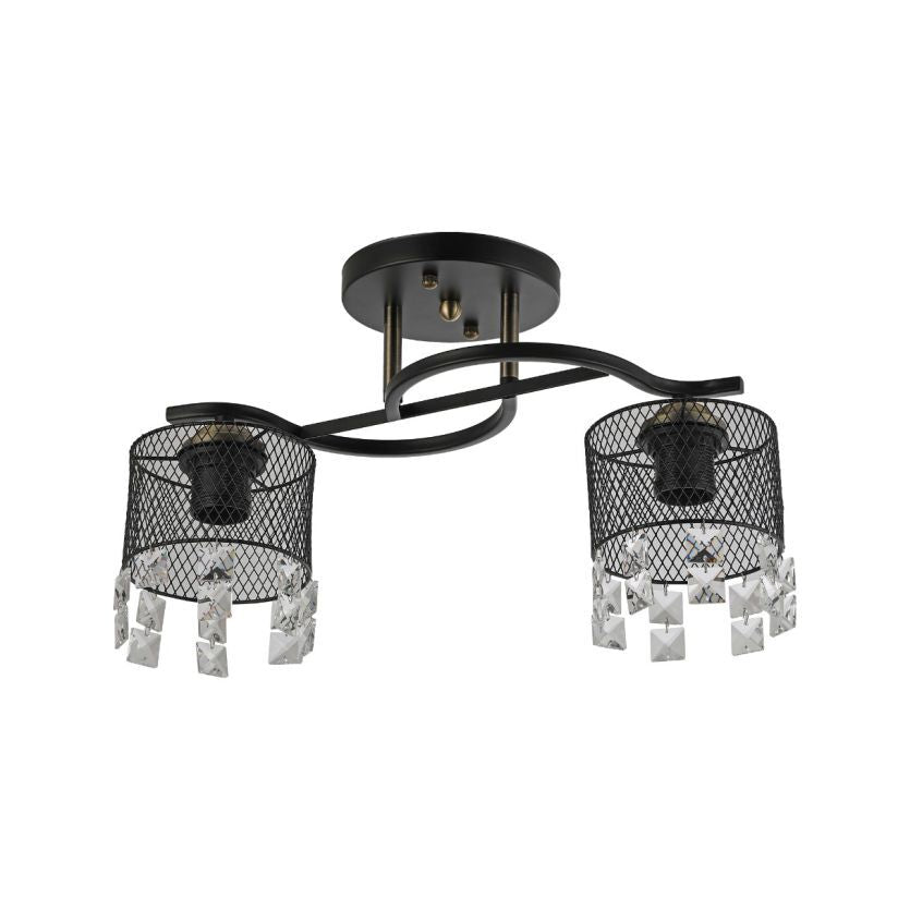 Lustra MESH Metalica Black cu Cristal K9 2xE27 Clasic