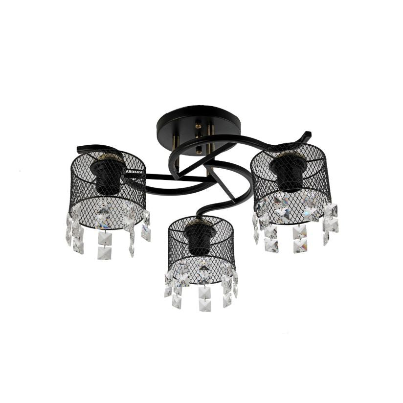 Lustra MESH Metalica Black cu Cristal K9 3xE27 Clasic
