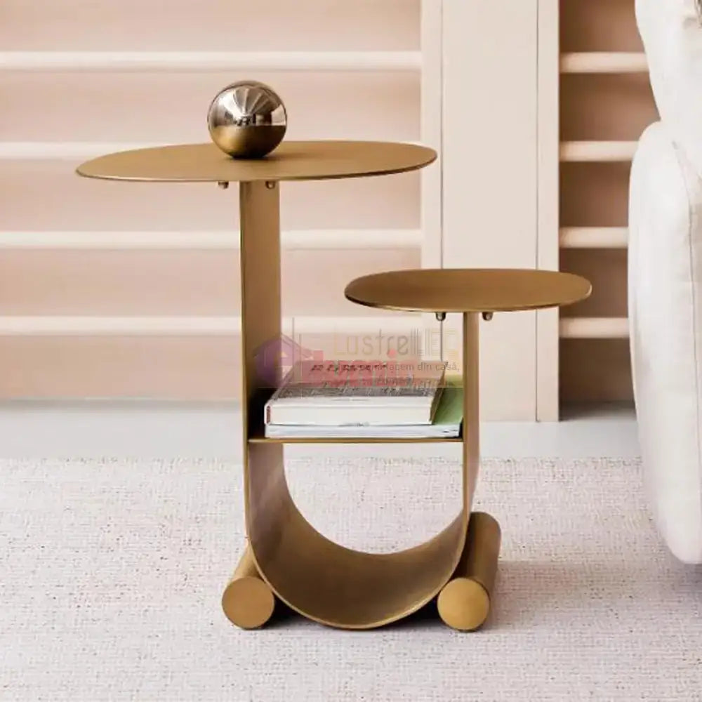 Masa Decorativa Brass Duo Golden Moderna din Metal MASA DECORATIVA / AURIE / 55CM decorative table