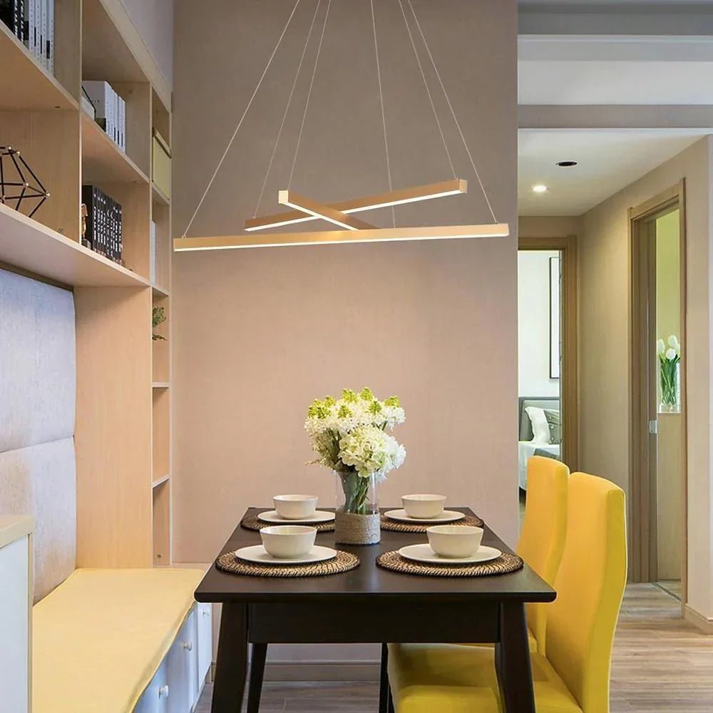 Lustra LED 3 Geometric GOLD LINES Suspendata Echivalent 400W