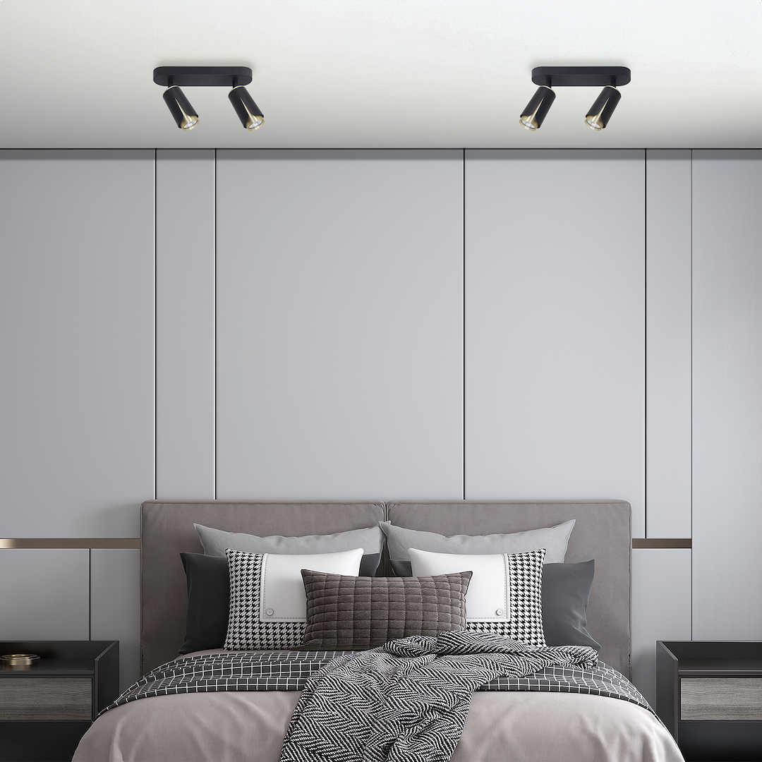 Lustra Flower Black & Gold Premium cu 2 Spoturi Reglabile