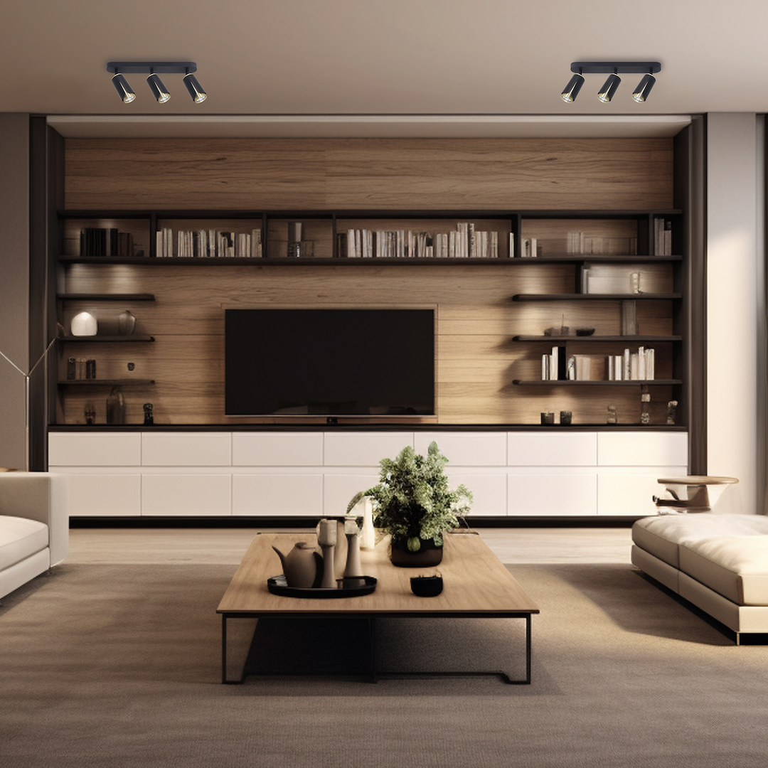 Lustra Flower Black & Gold Premium cu 3 Spoturi Reglabile