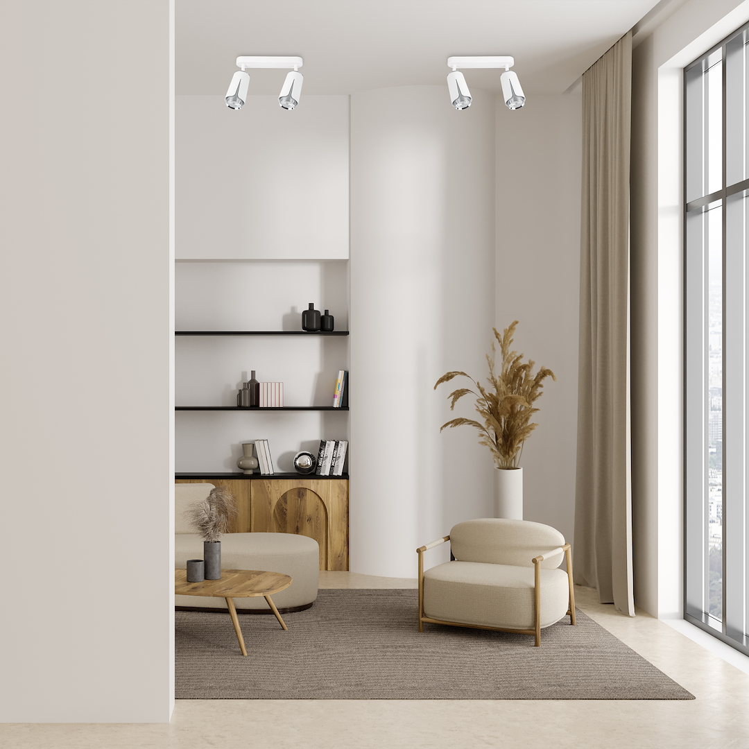 Lustra Flower White & Silver Premium cu 2 Spoturi Reglabile