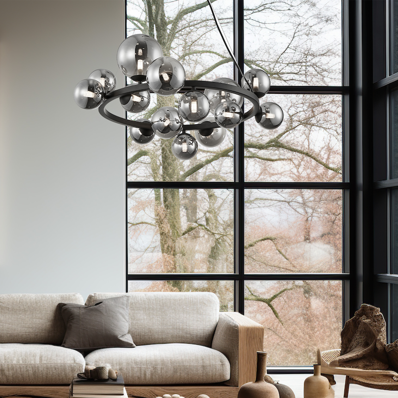 Lustra Suspendata Mila Black Premium Abajur 14xG9