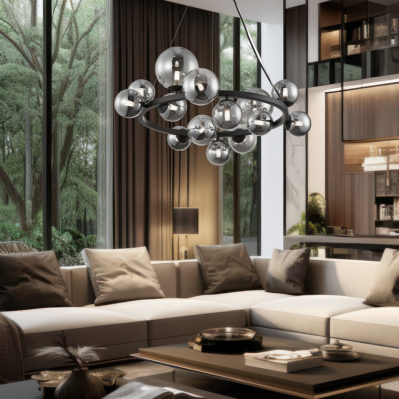 Lustra Suspendata Mila Black Premium Abajur 14xG9