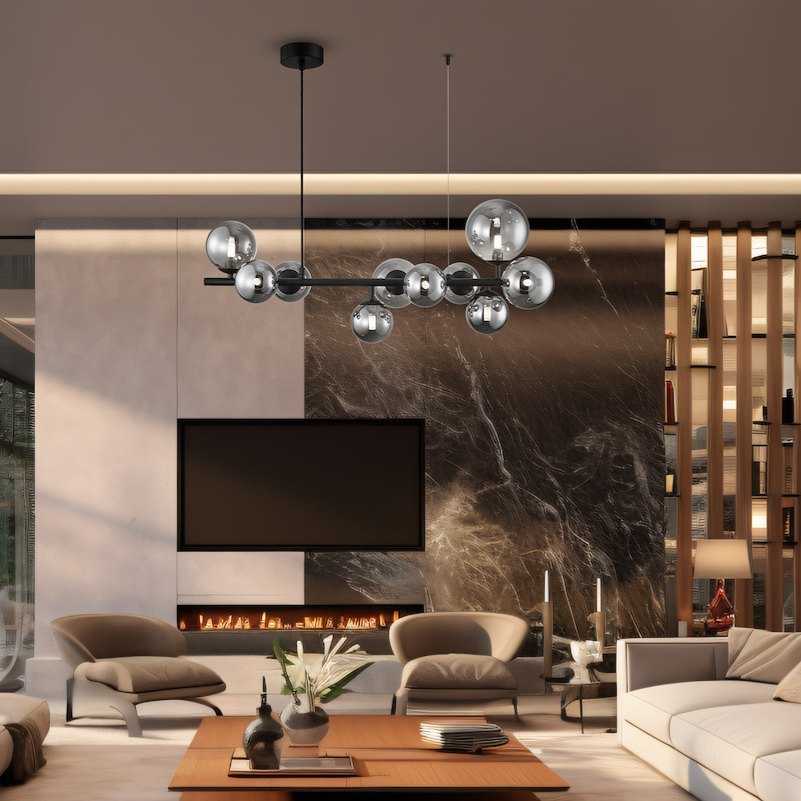 Lustra Suspendata Mila Black Premium Abajur 10xG9