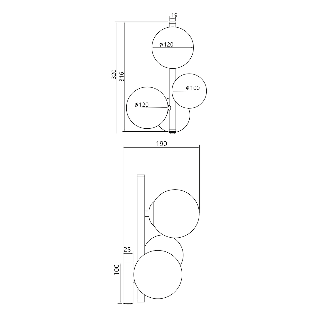 Aplica Perete Mila Black Premium 3xG9