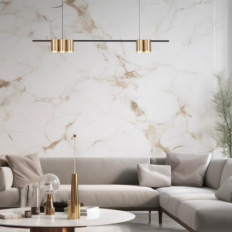 Lustra Suspendata cu 5 Spoturi Genesis Black & Gold 100CM