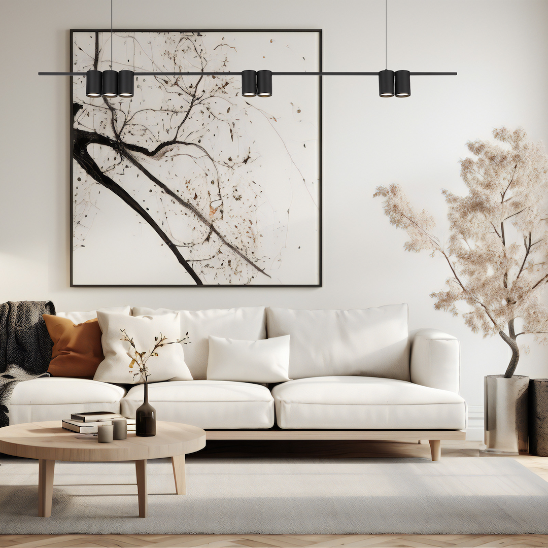 Lustra Suspendata cu 7 Spoturi Genesis Black 150CM