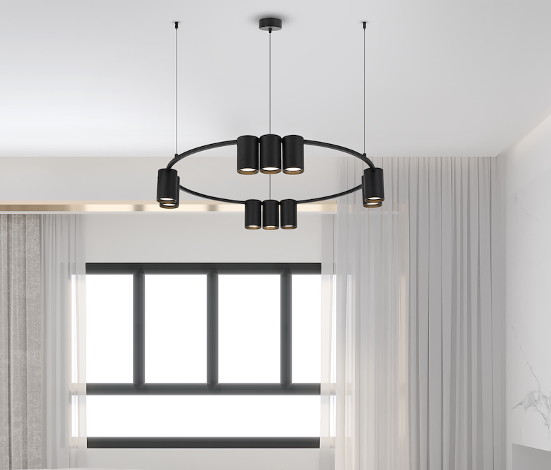 Lustra Suspendata cu 10 Spoturi Genesis Circle Black Ø60CM