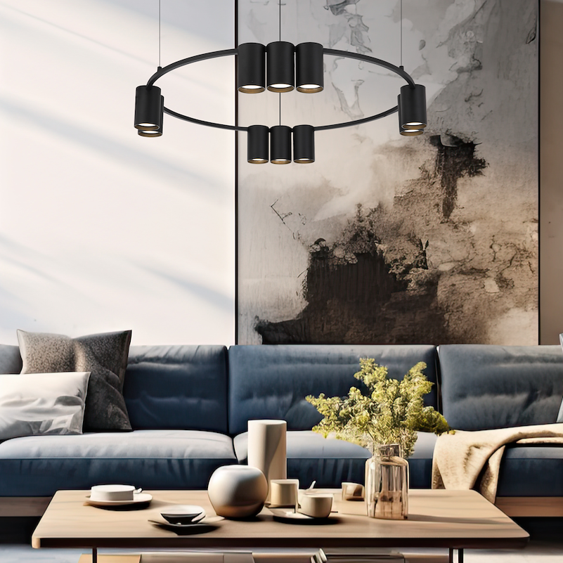 Lustra Suspendata cu 10 Spoturi Genesis Circle Black Ø60CM