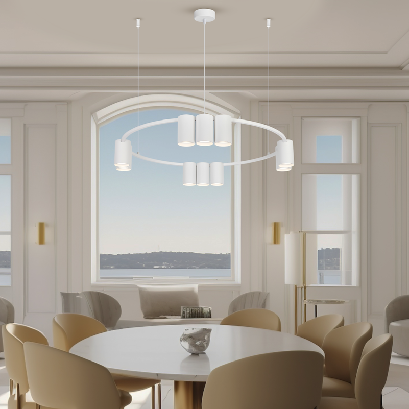 Lustra Suspendata cu 10 Spoturi Genesis Circle White Ø60CM