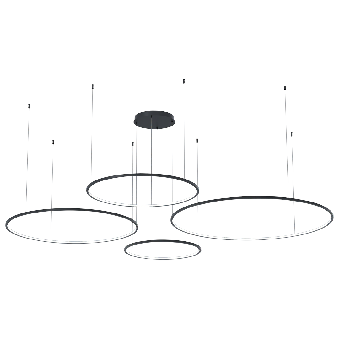 Lustra LED Suspendata Saturno Black Premium cu 4 Segmente Echivalent 550W